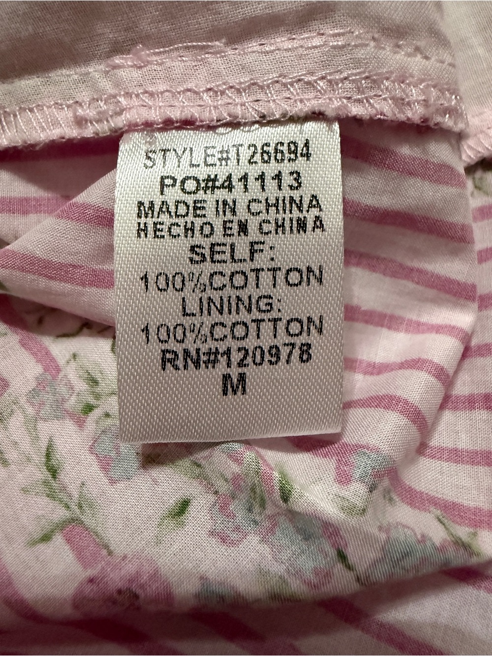 entro Pink Striped Floral Ruffle-Collar Button Front Blouse - Picture 5 of 5